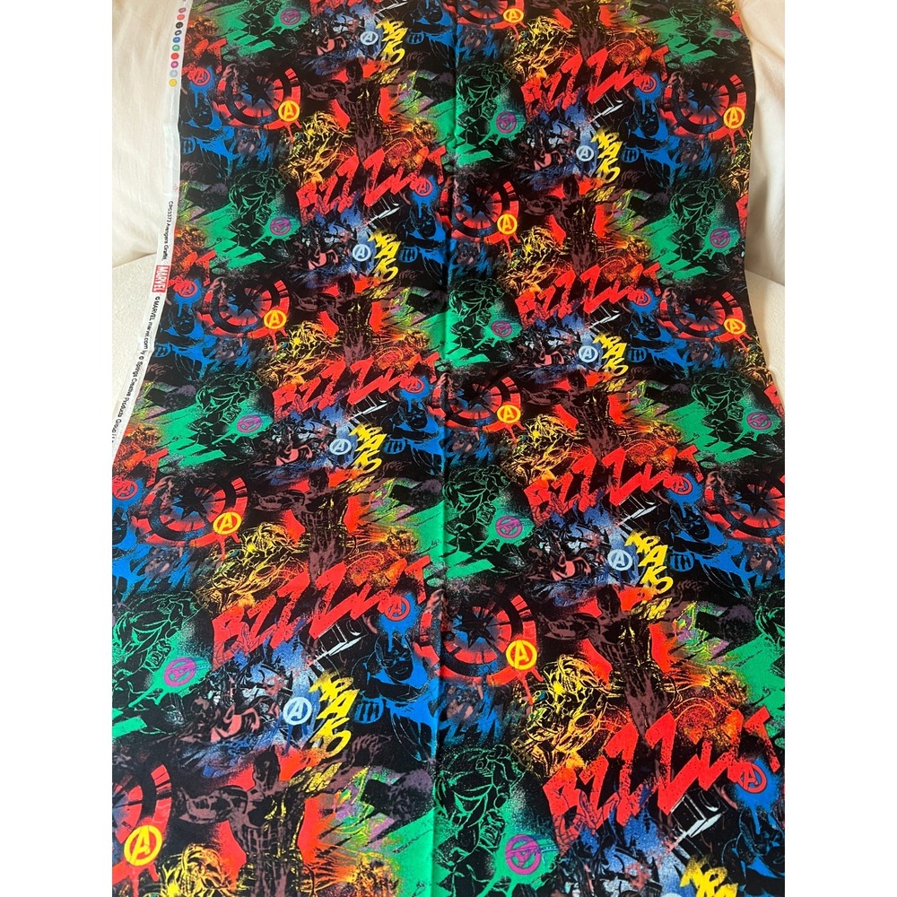 Fabric -OOP Marvel Avengers Graffiti Iron Man Thor Hulk Captain America 33 X 44"